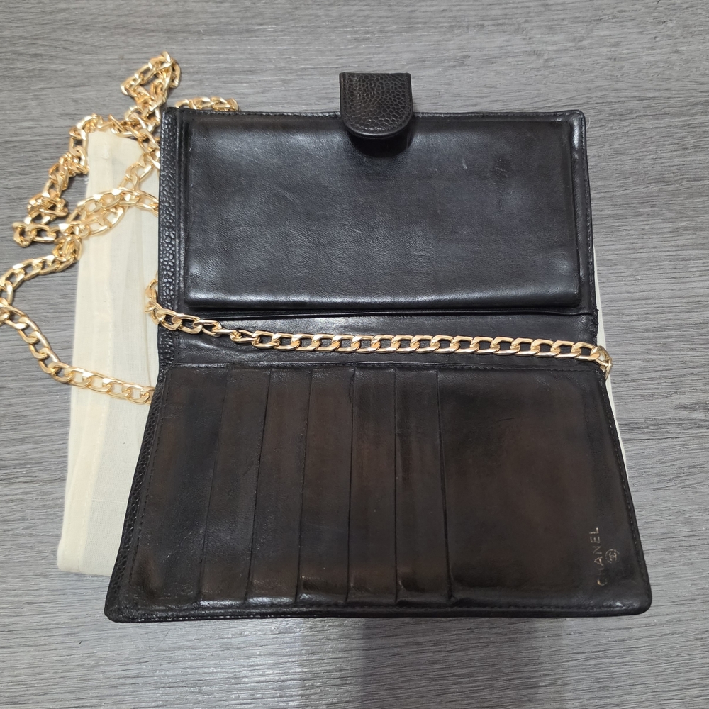Authentic Vintage CHANEL Black Caviar Leather CC Wallet - Picture 2 of 6